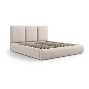 Bež tapecirani bračni krevet s prostorom za pohranu s podnicom 160x200 cm Brody – Mazzini Beds