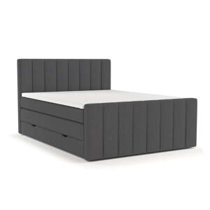 Sivi boxspring krevet s prostorom za pohranu 180x200 cm Ruby – Maison de Rêve