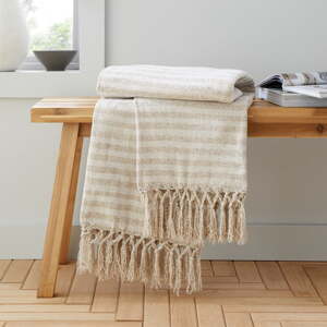 Bež deka od samta 130x170 cm Stripe Chenille – Catherine Lansfield