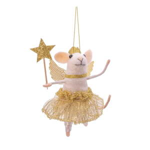 Tekstilni ukas za božićno drvce 12 cm Fairy Mouse – Sass & Belle