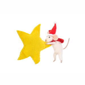 Vunen ukas za božićno drvce 19 cm Mouse with Star – Sass & Belle