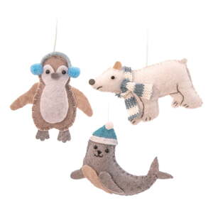 Tekstilni ukrasi za božićno drvce u setu 3 kom 6 cm Arctic Animals – Sass & Belle