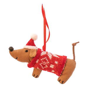 Tekstilni ukas za božićno drvce 6 cm Sausage Dog – Sass & Belle