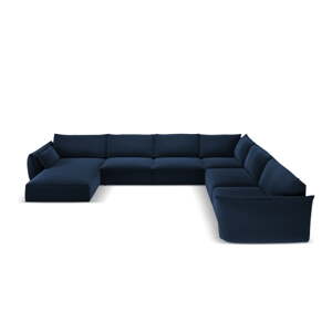 Tamno plava baršunasti kutna garnitura (s desnim kutom/u obliku slova "U") Vanda – Mazzini Sofas