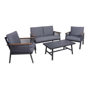 Tamno siva vrtna garnitura aluminijska za 4 osobe Denia – Garden Pleasure
