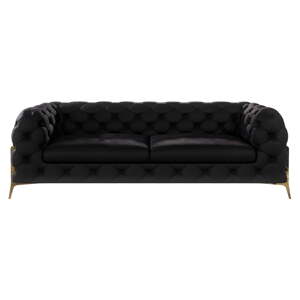 Crna baršunasti sofa 225 cm Chelsea Bis – Ropez
