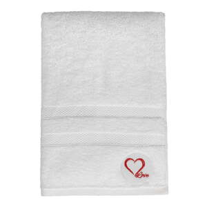 Bijeli pamučan ručnik od frotira 70x140 cm Love – Foutastic