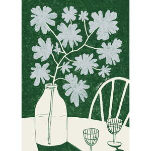 Plakat 30x40 cm Blue Flowers & Red Wine – The Poster Club