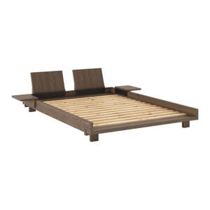 Smeđi bračni krevet od masivnog bora s podnicom 140x200 cm Social – Karup Design