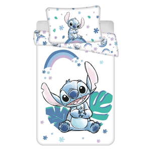 Bijela/plava pamučna dječja posteljina za dječji krevetić 135x100 cm Lilo and Stitch "Rainbow" – Jerry Fabrics
