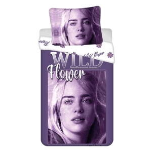 Ljubičasta pamučna dječja posteljina za krevet za jednu osobu 200x140 cm Billie Eilish – Jerry Fabrics