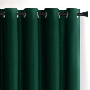 Tamno zelena zavjesa za djelomično zamračenje od samta 140x245 cm Eyelets – Restilo